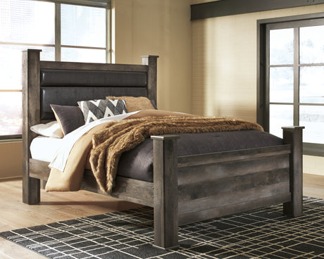 Furniture City Houma - Ashley Furniture - Wynnlow Queen Upholstered Poster Bed - Queen Upholstered Poster Bed / Gray - B440B7