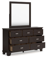 Covetown King Panel Bed, Dresser, Mirror and Nightstand