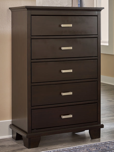 Furniture City Houma - Ashley Furniture - Covetown Chest of Drawers - Five Drawer Chest / Dark Brown - B441-46