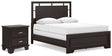 Furniture City Houma - Ashley Furniture - Covetown Queen Panel Bed and Nightstand - Queen Panel Bed and Nightstand / Dark Brown - B441B17
