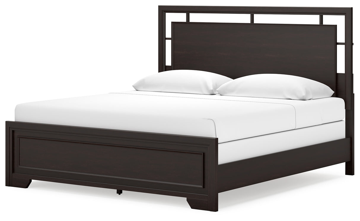 Covetown King Panel Bed, Dresser, Mirror and Nightstand