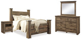 Furniture City Houma - Ashley Furniture - Trinell Queen Poster Bed - Queen Poster Bed, Dresser, Mirror and Nightstand / Brown - B446B76