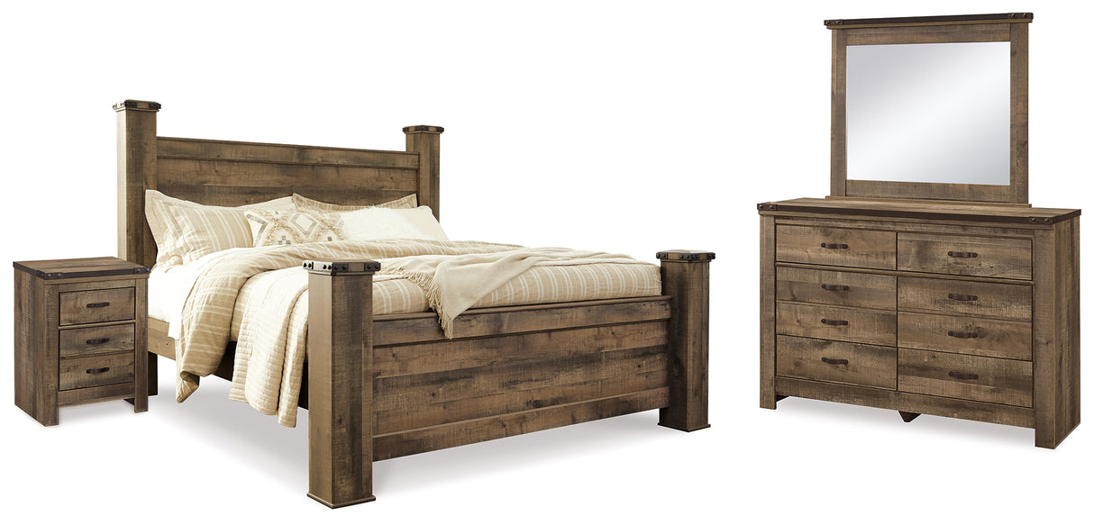 Furniture City Houma - Ashley Furniture - Trinell King Poster Bed - King Poster Bed, Dresser, Mirror and Nightstand / Brown - B446B75