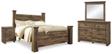 Furniture City Houma - Ashley Furniture - Trinell King Poster Bed - King Poster Bed, Dresser, Mirror and Nightstand / Brown - B446B75