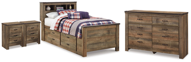 Furniture City Houma - Ashley Furniture - Trinell Twin Bookcase Bed, Dresser and 2 Nightstands - Twin Bookcase Bed, Dresser and 2 Nightstands - B446B101