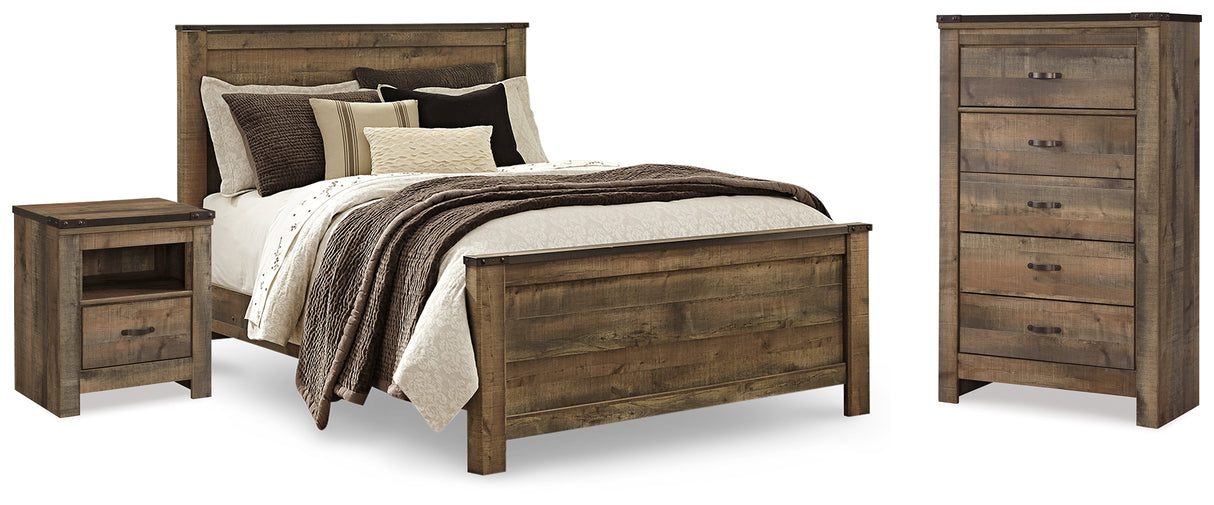Furniture City Houma - Ashley Furniture - Trinell Queen Panel Bed - Queen Panel Bed, Chest and 2 Nightstands / Brown - B446B59