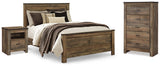 Furniture City Houma - Ashley Furniture - Trinell Queen Panel Bed - Queen Panel Bed, Chest and 2 Nightstands / Brown - B446B59