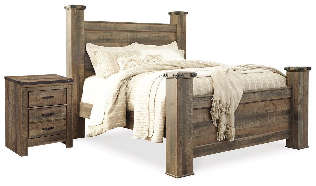 Furniture City Houma - Ashley Furniture - Trinell Queen Poster Bed and Nightstand - Queen Poster Bed and Nightstand - B446B62