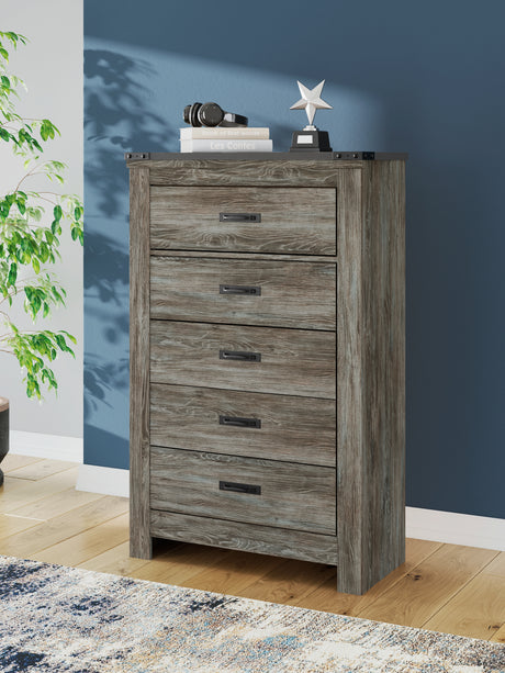 Furniture City Houma - Ashley Furniture - Frandern Bedroom - Five Drawer Chest / Gray - B4480-46