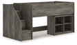 Furniture City Houma - Ashley Furniture - Frandern Twin Loft  Bed with Bookcase Storage - Twin Loft  Bed with Bookcase Storage / Gray - B4480B14