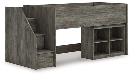 Furniture City Houma - Ashley Furniture - Frandern Twin Loft  Bed with Bookcase Storage - Twin Loft  Bed with Bookcase Storage / Gray - B4480B14