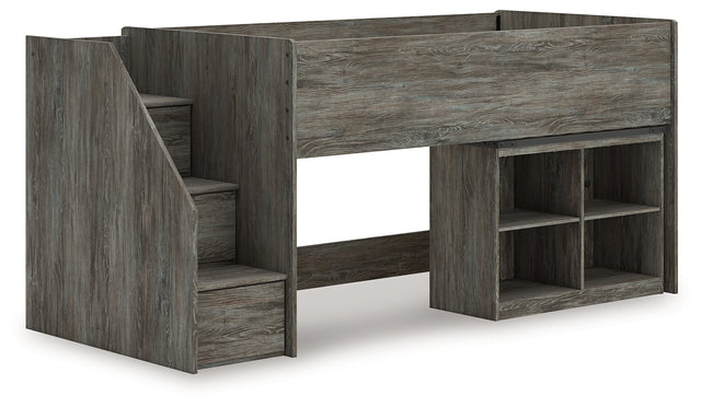 Furniture City Houma - Ashley Furniture - Frandern Twin Loft  Bed with Bookcase Storage - Twin Loft  Bed with Bookcase Storage / Gray - B4480B14