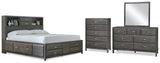 Furniture City Houma - Ashley Furniture - Caitbrook Queen Storage Bed, Dresser, Mirror and Chest - Queen Storage Bed, Dresser, Mirror and Chest - B476B15