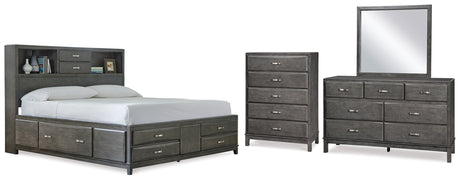 Furniture City Houma - Ashley Furniture - Caitbrook Queen Storage Bed, Dresser, Mirror and Chest - Queen Storage Bed, Dresser, Mirror and Chest - B476B15
