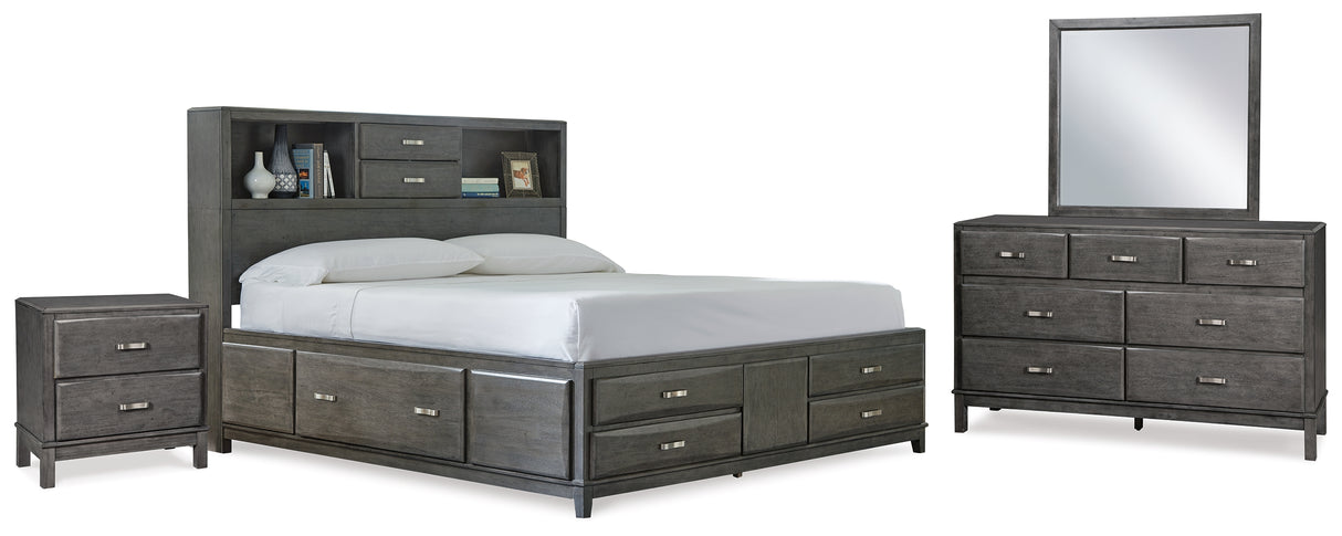 Furniture City Houma - Ashley Furniture - Caitbrook Queen Storage Bed, Dresser, Mirror and Nightstand - Queen Storage Bed, Dresser, Mirror and Nightstand - B476B13
