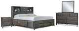 Furniture City Houma - Ashley Furniture - Caitbrook Queen Storage Bed, Dresser, Mirror and Nightstand - Queen Storage Bed, Dresser, Mirror and Nightstand - B476B13