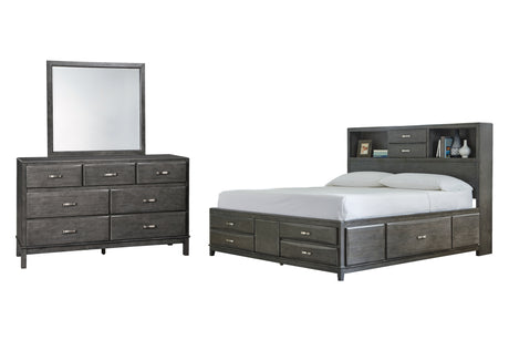 Furniture City Houma - Ashley Furniture - Caitbrook California King Storage Bed, Dresser and Mirror - California King Storage Bed, Dresser and Mirror - B476B29