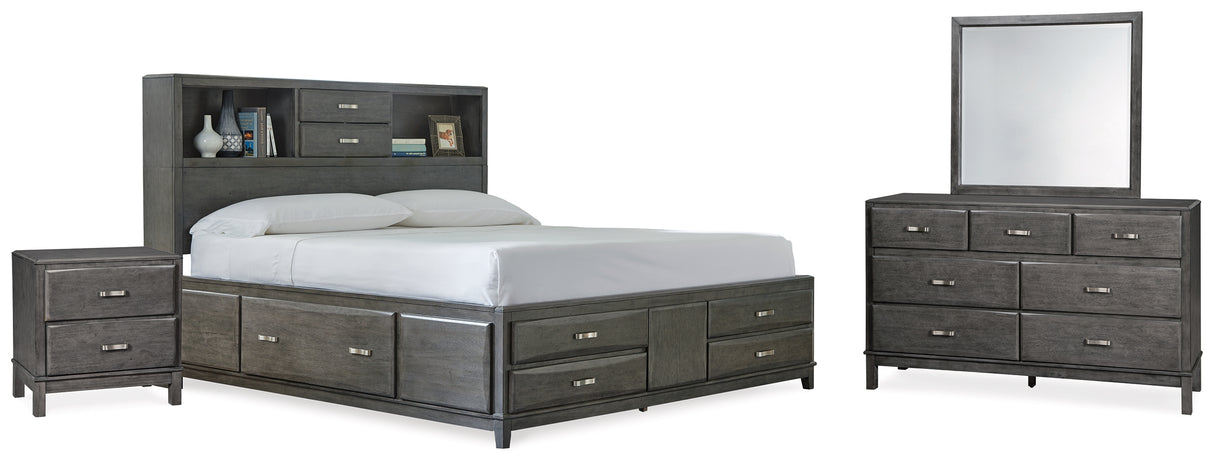 Furniture City Houma - Ashley Furniture - Caitbrook King Storage Bed, Dresser, Mirror and Nightstand - King Storage Bed, Dresser, Mirror and Nightstand - B476B16