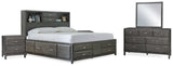 Furniture City Houma - Ashley Furniture - Caitbrook King Storage Bed, Dresser, Mirror and 2 Nightstands - King Storage Bed, Dresser, Mirror and 2 Nightstands - B476B21