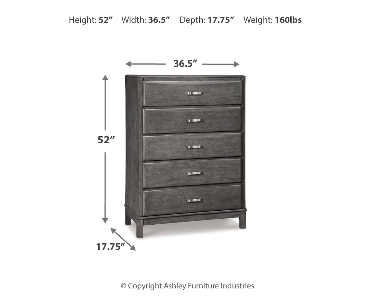 Caitbrook California King Storage Bed, Dresser, Mirror and Chest