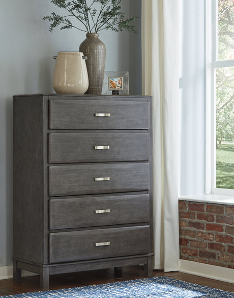 Furniture City Houma - Ashley Furniture - Caitbrook Chest of Drawers - Five Drawer Chest / Gray - B476-46