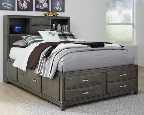 Furniture City Houma - Ashley Furniture - Caitbrook Full Storage Bed with 7 Drawers - Full Storage Bed with 7 Drawers / Gray - B476B4