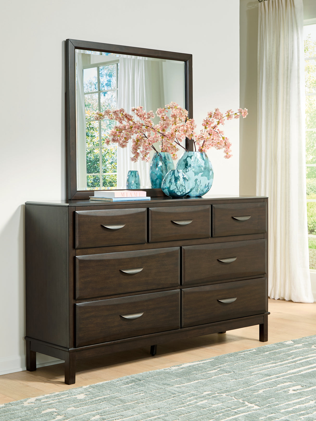 Furniture City Houma - Ashley Furniture - Vanmore Bedroom - Dresser and Mirror / Dark Brown - B479B1