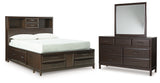 Furniture City Houma - Ashley Furniture - Vanmore Queen Storage Bed, Dresser and Mirror - Queen Storage Bed, Dresser and Mirror - B479B3
