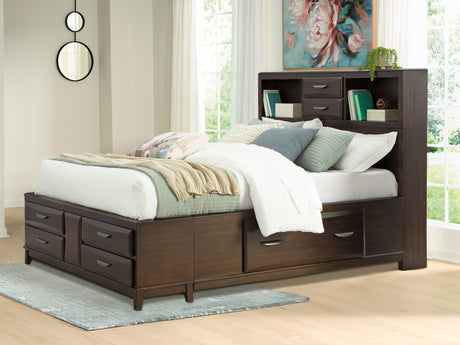 Furniture City Houma - Ashley Furniture - Vanmore Queen Storage Bed - Queen Storage Bed / Dark Brown - B479B2