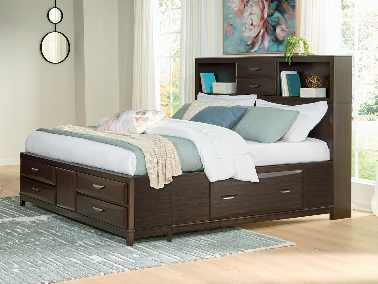 Furniture City Houma - Ashley Furniture - Vanmore Bedroom - California King Storage Bed / Dark Brown - B479B7