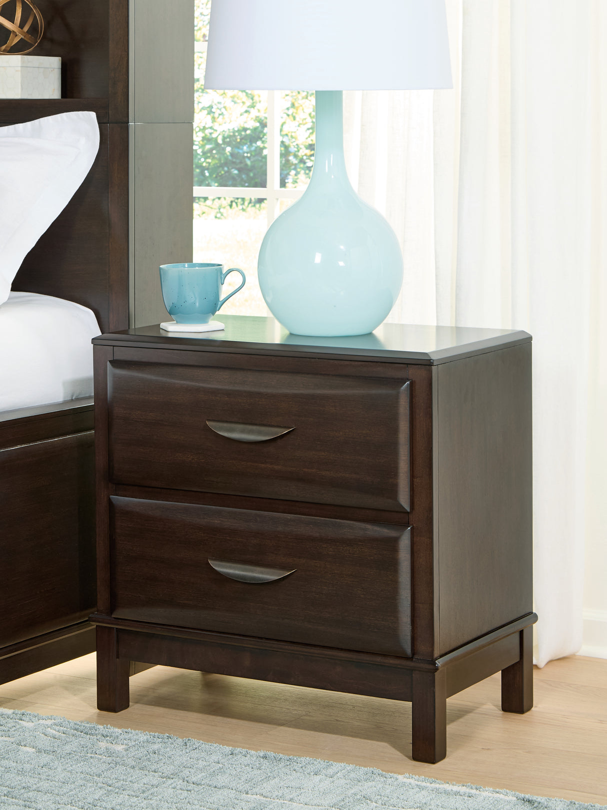 Furniture City Houma - Ashley Furniture - Vanmore Bedroom - Two Drawer Night Stand / Dark Brown - B479-92