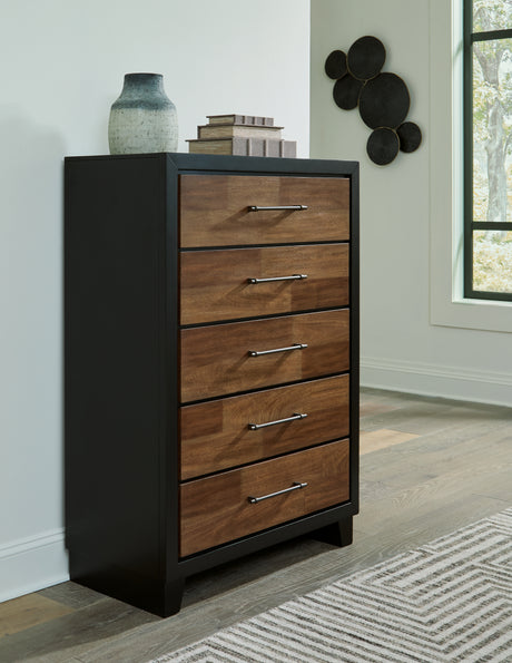 Furniture City Houma - Ashley Furniture - Kraeburn Bedroom - California King Panel Storage Bed / Brown/Black - B496B13