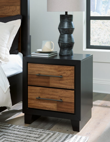 Furniture City Houma - Ashley Furniture - Kraeburn Nightstand - Two Drawer Night Stand / Brown/Black - B496-92