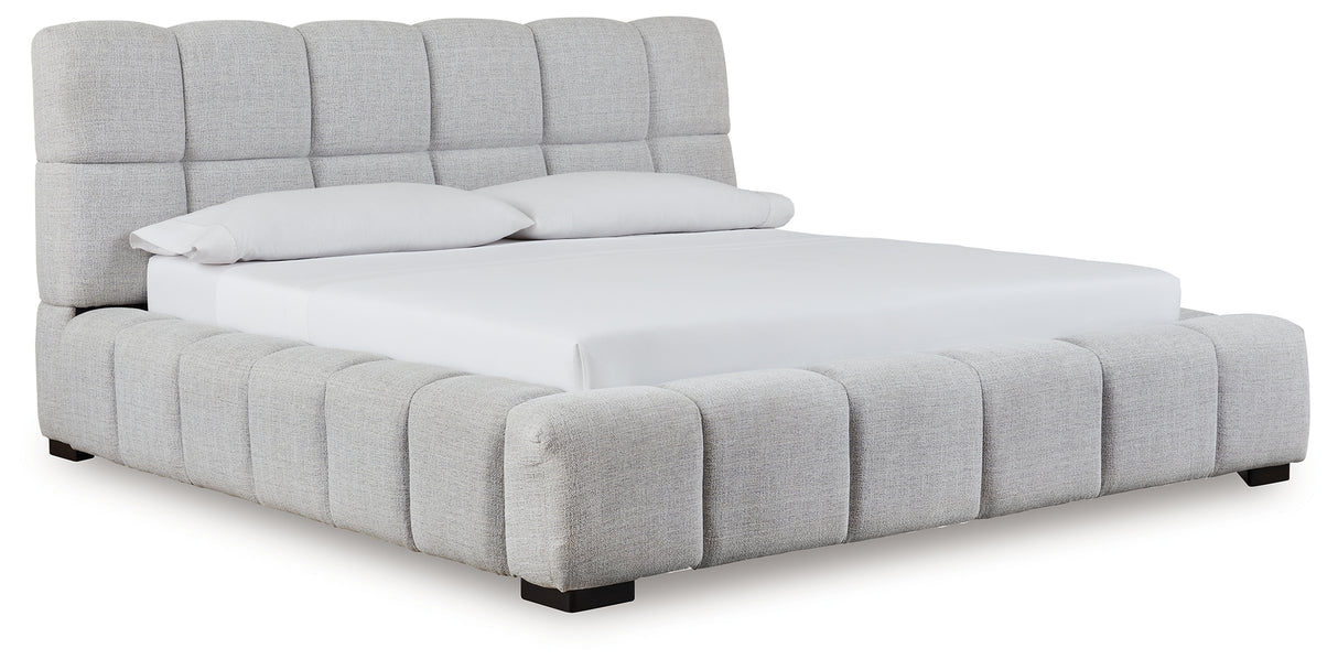 Furniture City Houma - Ashley Furniture - Grendusk King Upholstered Bed - King Upholstered Bed / Light Gray - PCB584B2