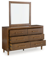 Lyncott Queen Upholstered Bed, Dresser, Mirror and Nightstand