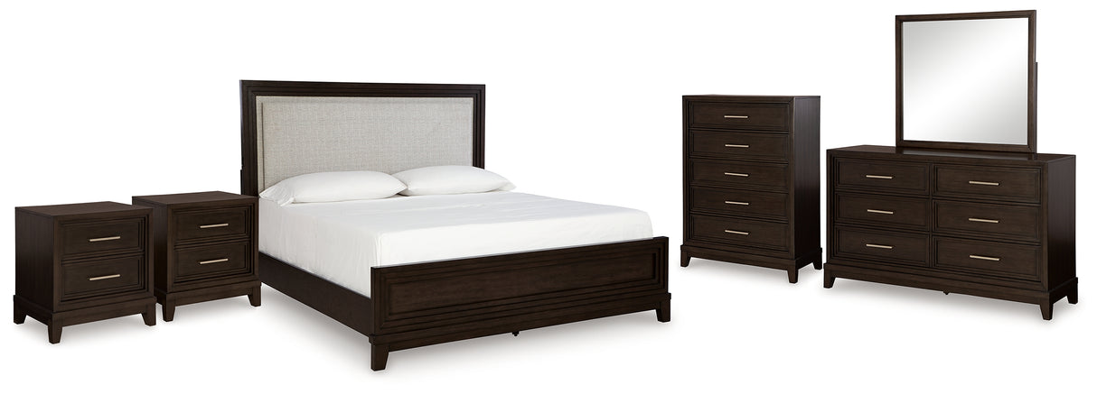 Neymorton King Panel Bed, Dresser, Mirror, Chest and 2 Nightstands