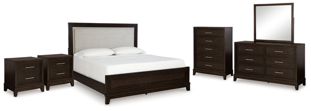 Furniture City Houma - Ashley Furniture - Neymorton King Panel Bed, Dresser, Mirror, Chest and 2 Nightstands - King Panel Bed, Dresser, Mirror, Chest and 2 Nightstands - B618B12