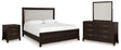 Furniture City Houma - Ashley Furniture - Neymorton King Panel Bed, Dresser, Mirror and Nightstand - King Panel Bed, Dresser, Mirror and Nightstand / Dark Grayish Brown - B618B11