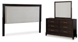 Furniture City Houma - Ashley Furniture - Neymorton King/California King Upholstered Panel Headboard, Dresser and Mirror - King/California King Upholstered Panel Headboard, Dresser and Mirror - B618B7