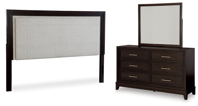 Furniture City Houma - Ashley Furniture - Neymorton King/California King Upholstered Panel Headboard, Dresser and Mirror - King/California King Upholstered Panel Headboard, Dresser and Mirror - B618B7