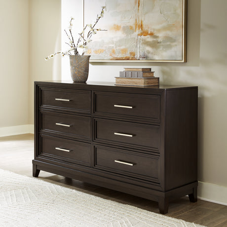 Furniture City Houma - Ashley Furniture - Neymorton Bedroom - Dresser and Mirror / Dark Grayish Brown - B618B1