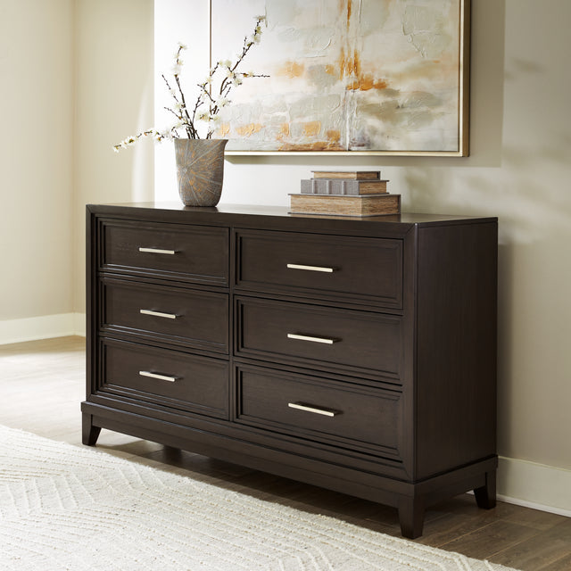 Furniture City Houma - Ashley Furniture - Neymorton Bedroom - Dresser and Mirror / Dark Grayish Brown - B618B1