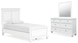Furniture City Houma - Ashley Furniture - Fortman Twin Panel Bed, Dresser and Mirror - Twin Panel Bed, Dresser and Mirror - B680B7