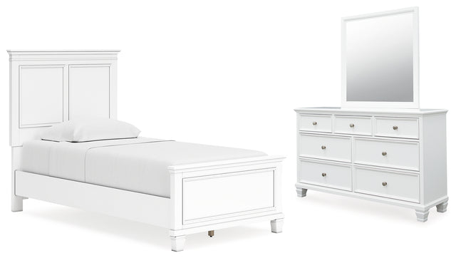 Furniture City Houma - Ashley Furniture - Fortman Twin Panel Bed, Dresser and Mirror - Twin Panel Bed, Dresser and Mirror - B680B7