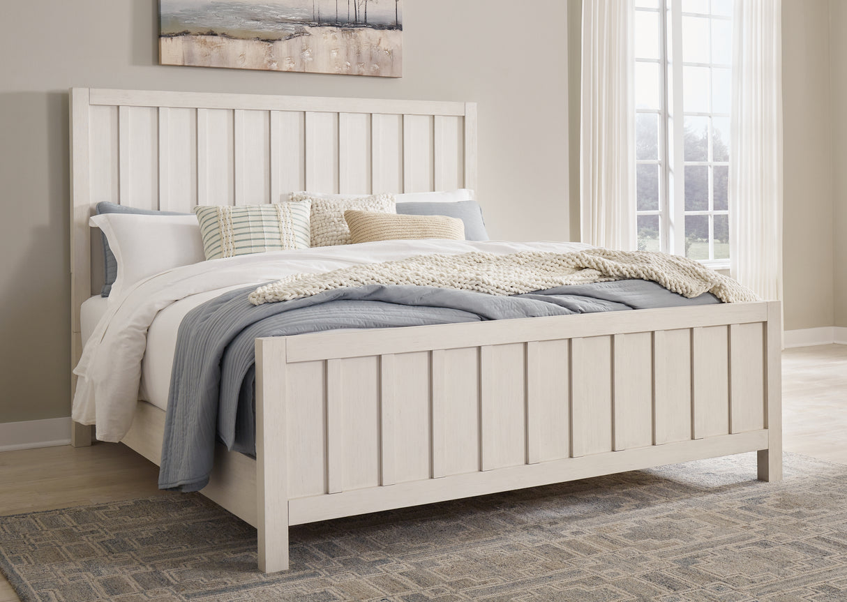 Furniture City Houma - Ashley Furniture - Shaybrock Bedroom - California King Panel Bed / Antique White - B683B7