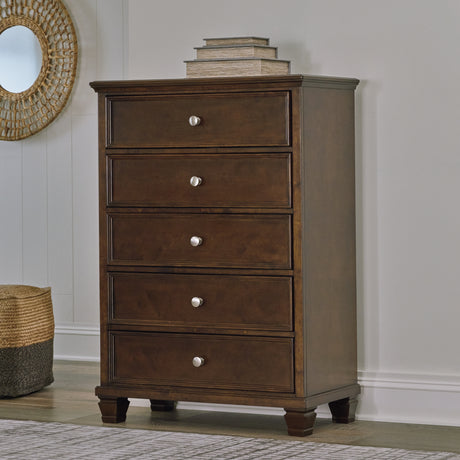 Furniture City Houma - Ashley Furniture - Danabrin Chest of Drawers - Five Drawer Chest / Brown - B685-46