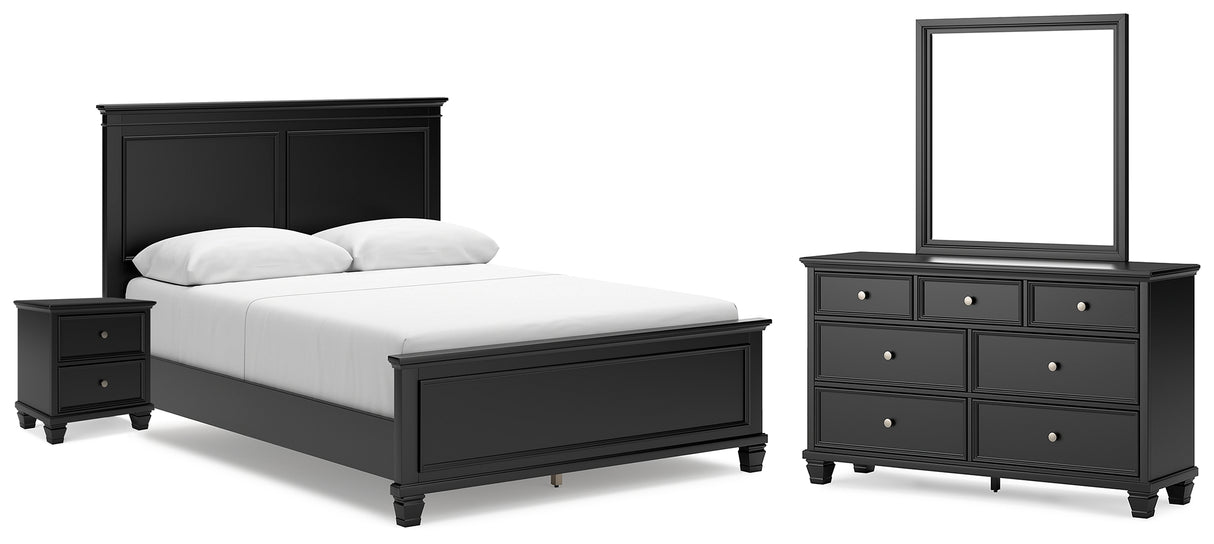 Furniture City Houma - Ashley Furniture - Lanolee Queen Panel Bed - Queen Panel Bed, Dresser, Mirror and Nightstand / Black - B687B15