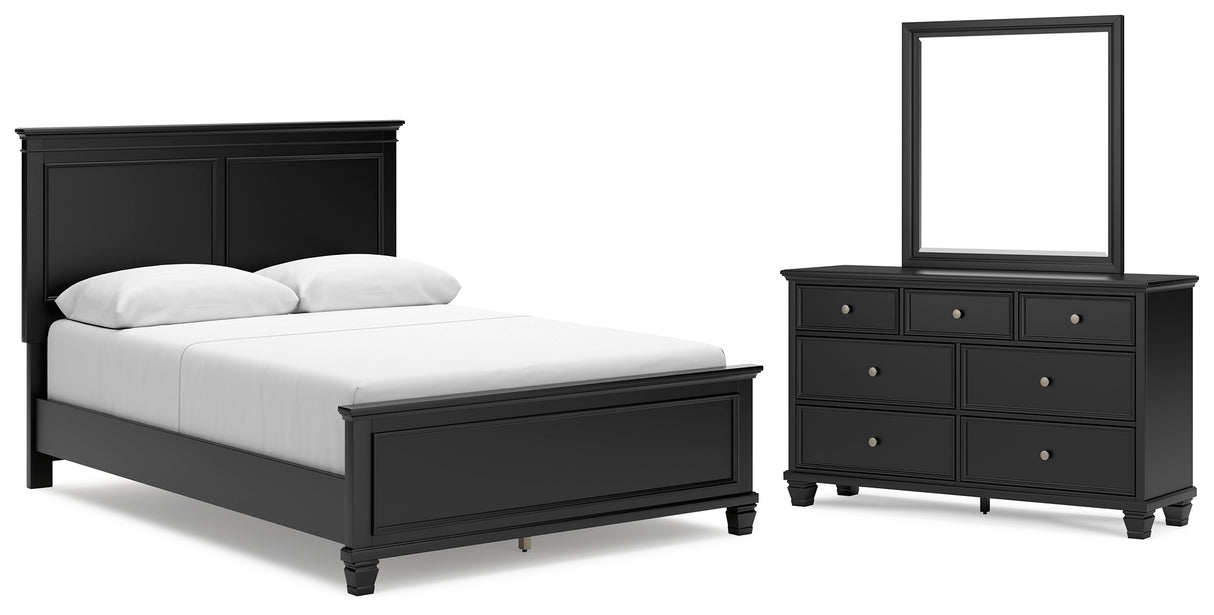 Furniture City Houma - Ashley Furniture - Lanolee Queen Panel Bed - Queen Panel Bed, Dresser and Mirror / Black - B687B7