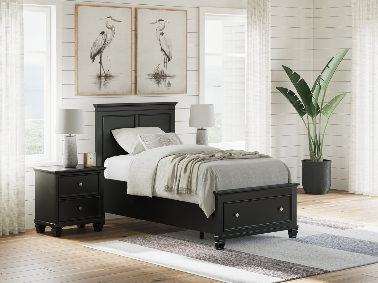 Furniture City Houma - Ashley Furniture - Lanolee Bedroom - Twin Panel Storage Bed / Black - B687B21