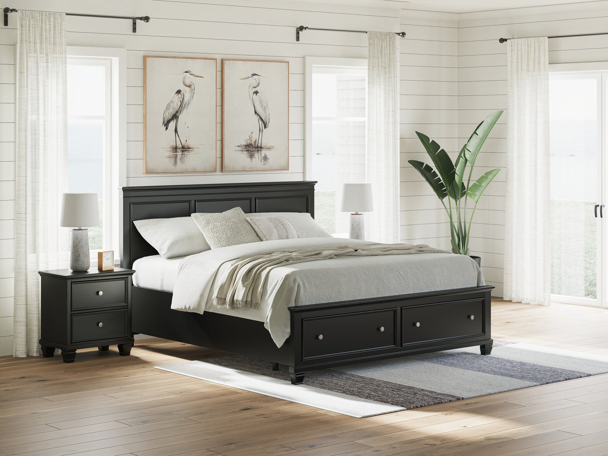 Furniture City Houma - Ashley Furniture - Lanolee Bedroom - California King Panel Storage Bed / Black - B687B20